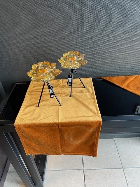 Løper Fløyel Mørk Oker 35X90Cm