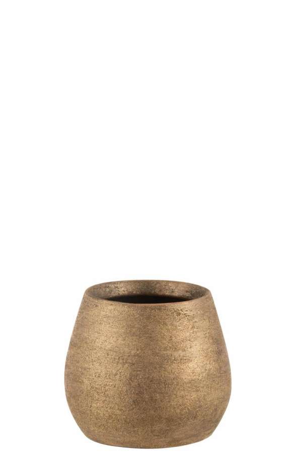 FLOWERPOT IRREGULAR ROUGH CERAMIC GOLD SMALL