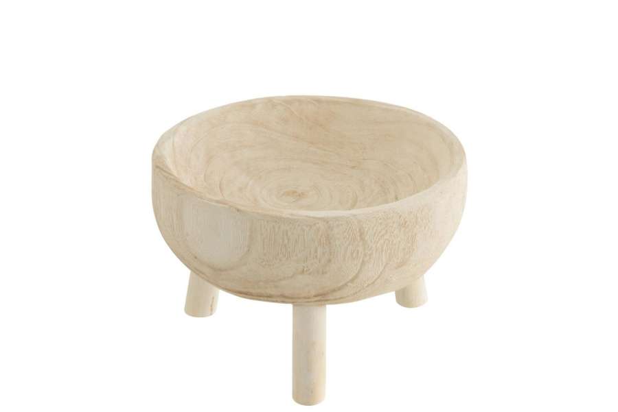 BOWL ON TRIPOD PAULOWNIA WOOD WHITE