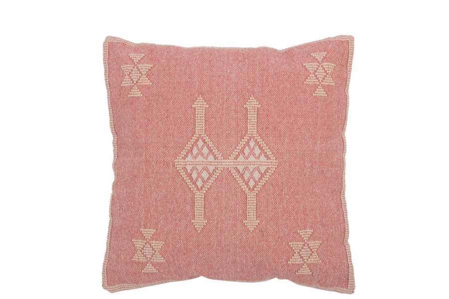 CUSHION DIAMONDS+ARROWS COTTON PEACH PINK