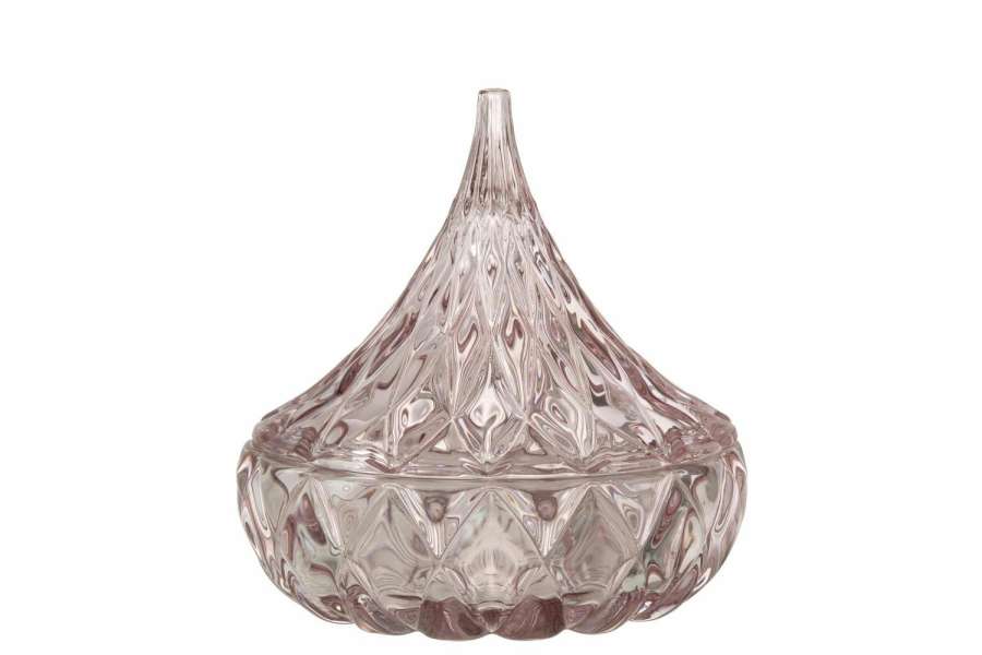 JAR POINTY CUT GLASS PINK