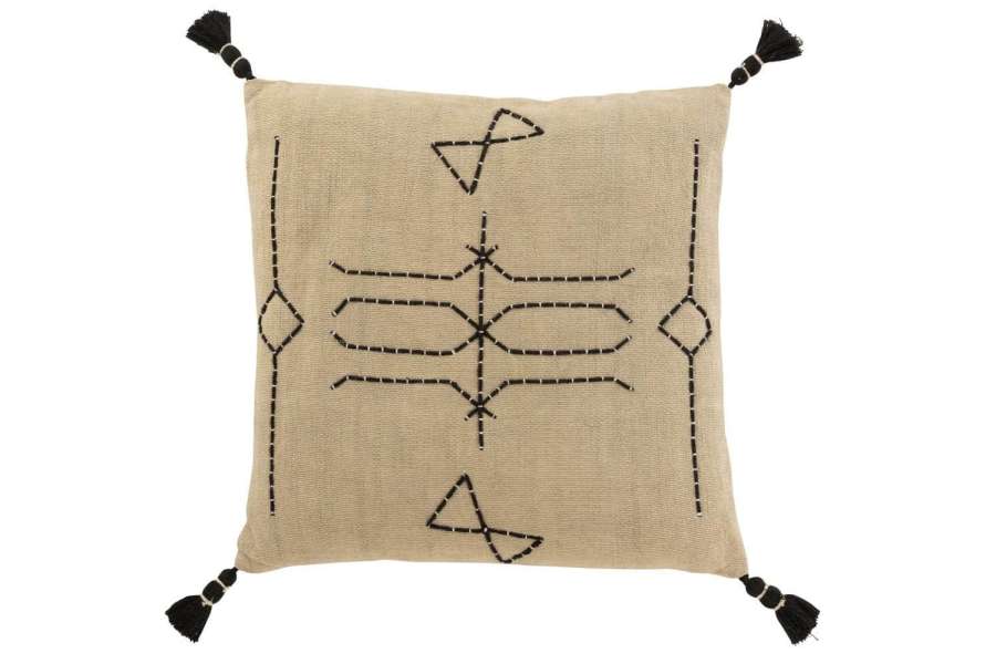 CUSHION GRAPHIC FORMS SQUARE COTTON GREY