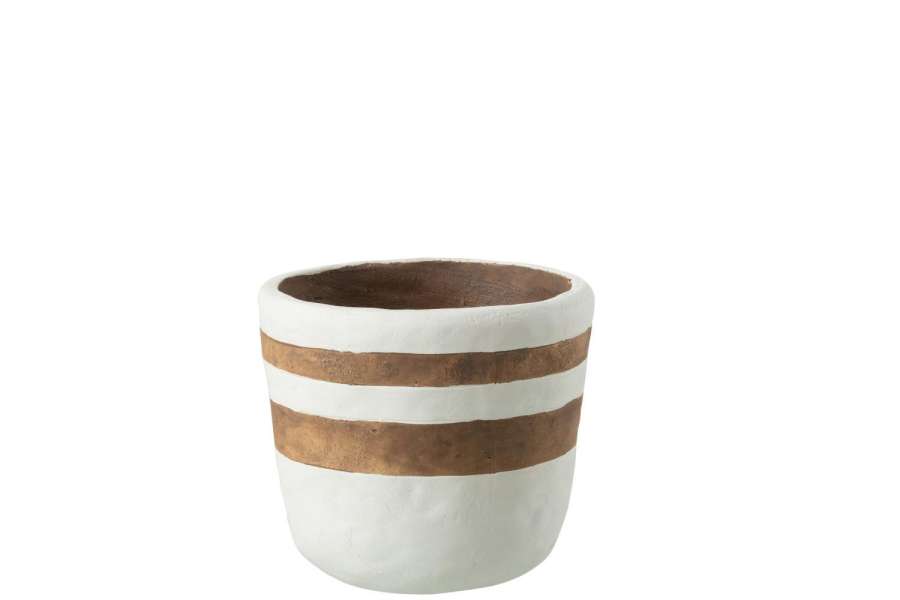 FLOWERPOT KENIA CERAMIC WHITE/BROWN MEDIUM
