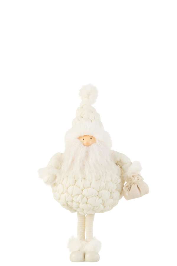 SANTA GIFT BAG TEXTILE WHITE SMALL