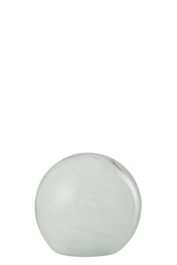 PAPERWEIGHT TWISTER ROUND GLASS WHITE MEDIUM