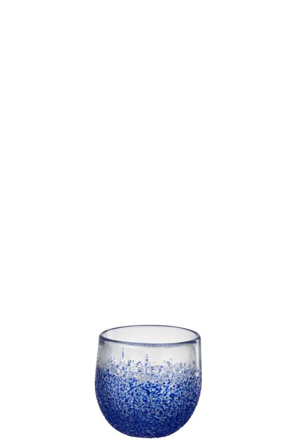 TEALIGHT HOLDER GLASS BLUE