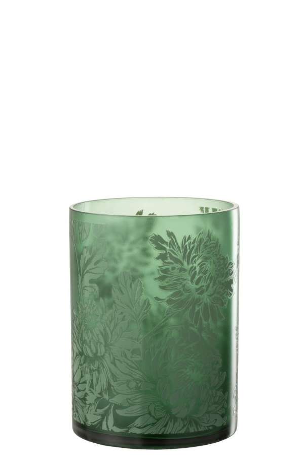 HURRICANE FLOWERS GLASS MATT GREEN EXTRA LARGE