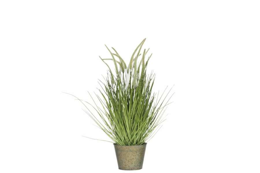 GRASSES+TAILS IN POT METAL GREEN PLASTIC GREEN MEDIUM
