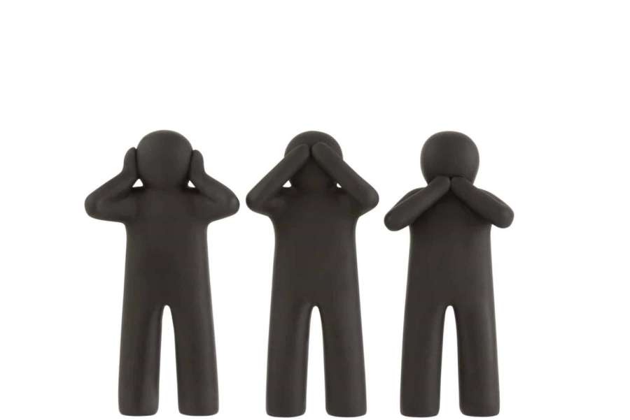 P'TIT MAURICE SEE/HEAR/SPEAK NO EVIL POLY BLACK SMALL ASSORTMENT OF 3