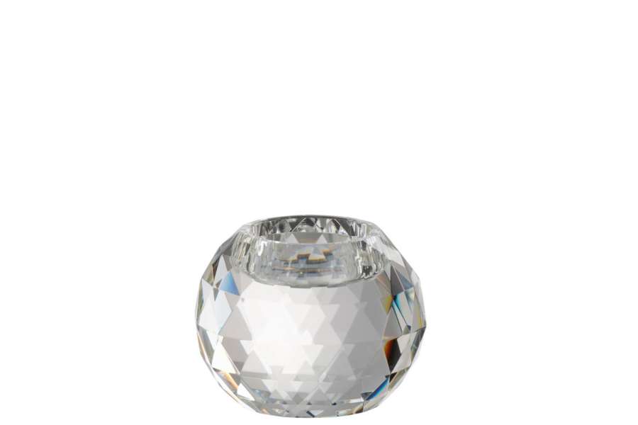 TEALIGHT HOLDER BALL CRYSTAL TRANSPARENT