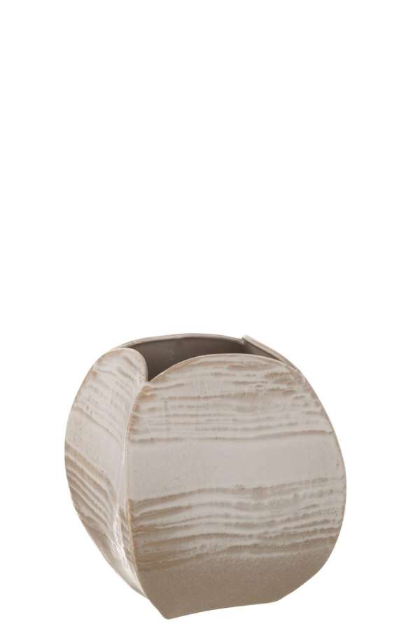 VASE ABSTRACT SQUARE CLAY BEIGE LARGE
