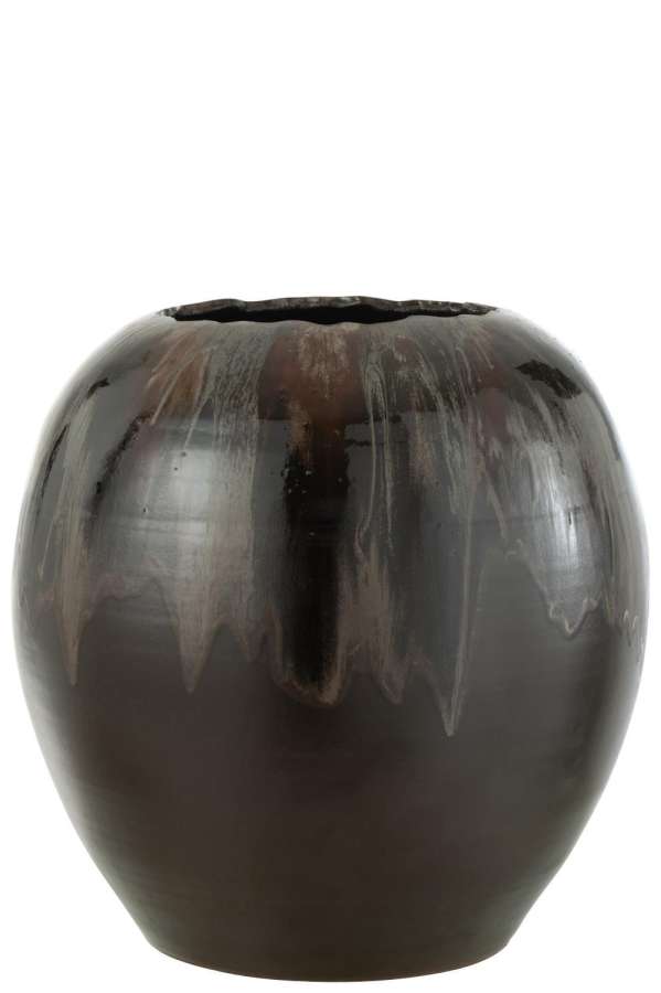 FLOWER POT CERAMIC BROWN LARGE