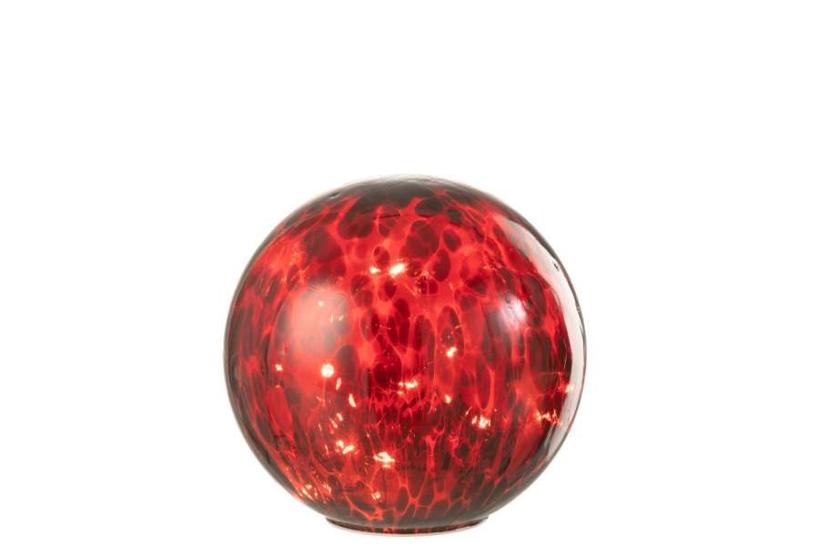 BALL LED SPOTTED GLASS RED/BLACK