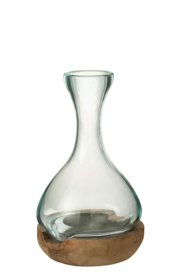 VASE BOTTLE GAMAL WOOD/GLASS NATURAL/TRANSPARENT SMALL