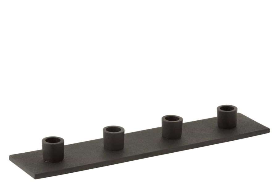 CANDLEHOLDER 4PARTS METAL MATTE BLACK