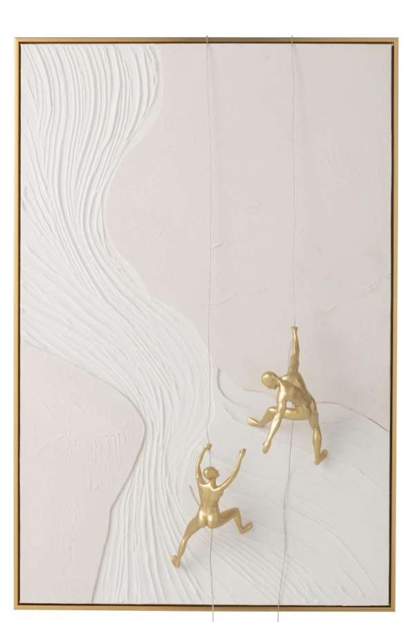 PAINTING MEN HANGING RECTANGLE ACRYLIC WHITE/GOLD COLORED
