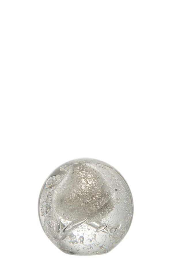 PRESSE-PAPIER BULLES VERRE ARGENT MEDIUM