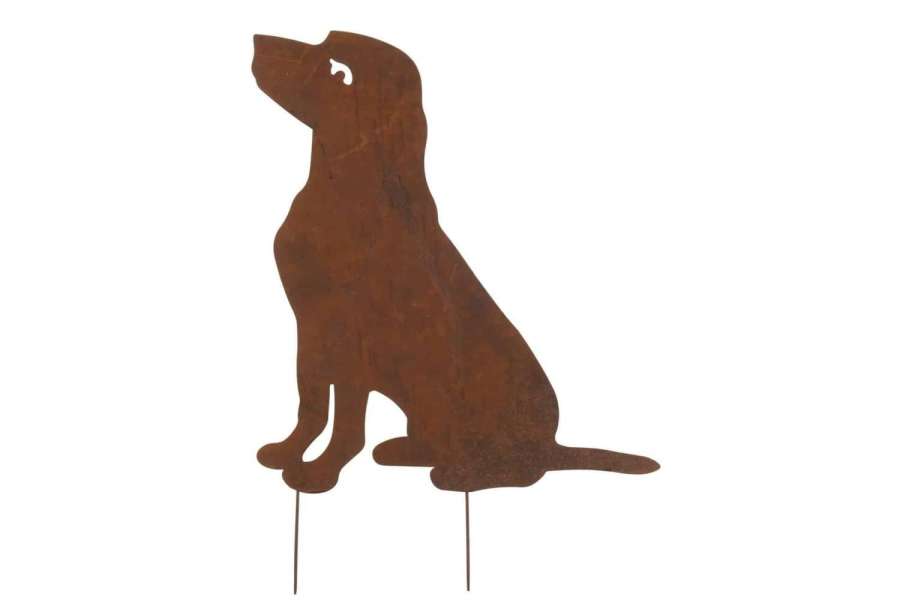 DECORATION GARDEN DOG IRON RUST