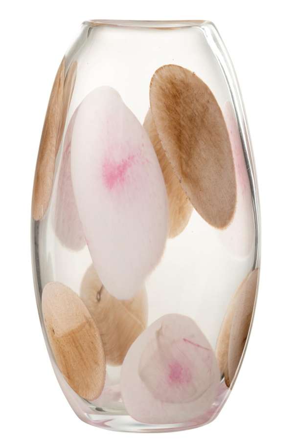 VASE MOMO GLASS PINK/BROWN LARGE