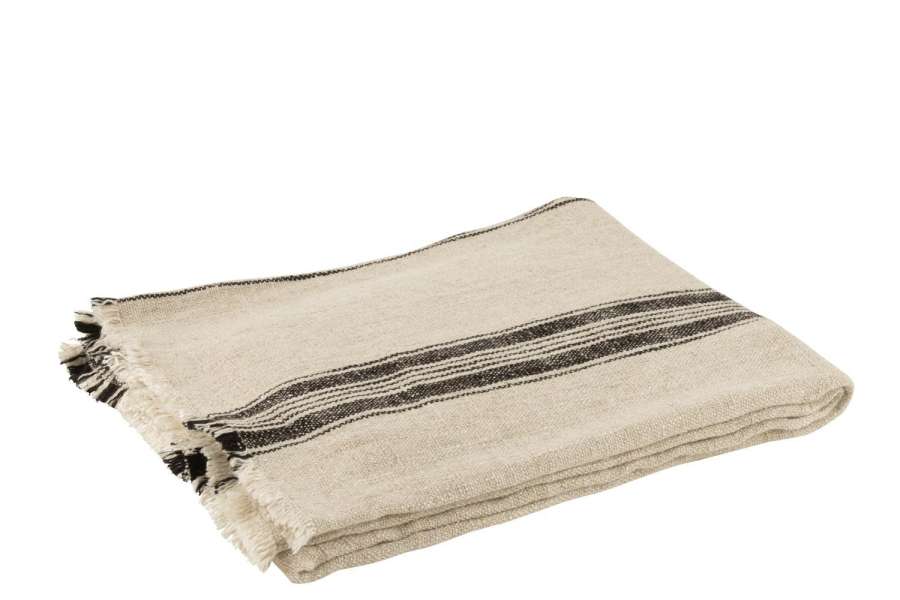 THROW STRIPES LINEN BEIGE