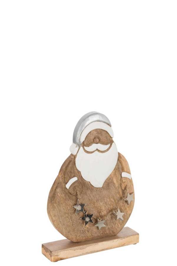 SANTA+STARS MANGO WOOD NATURAL SILVER LARGE