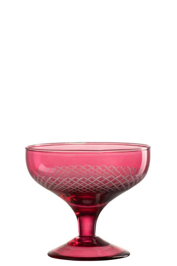 DRINKING GLASS FOOT ROUND GLASS RED
