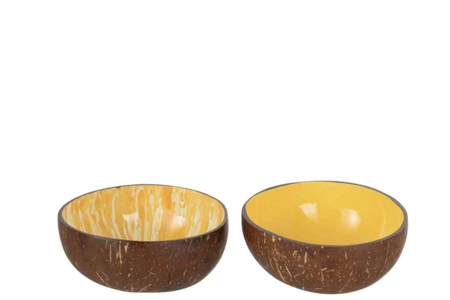 HALF COCONUT BALL NUYE NUT/PAINT YELLOW ASSORTMENT OF 2