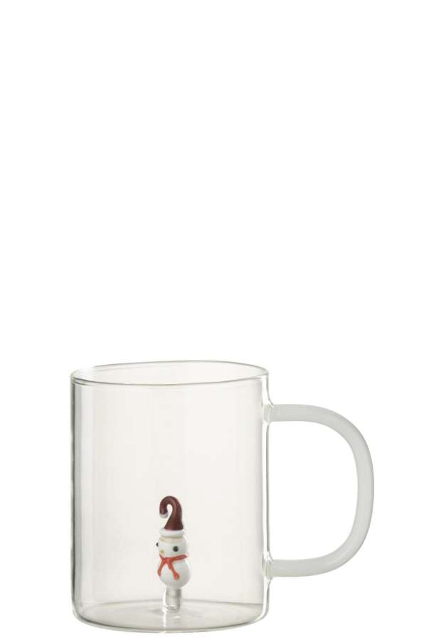 DRINKING GLASS SNOWMAN GLASS TRANSPARENT/MULTICOLORED