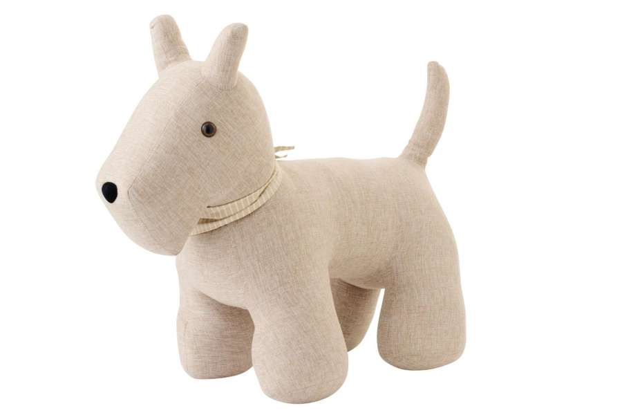 DOORSTOP DOG + SCARF POLYESTER BEIGE LARGE