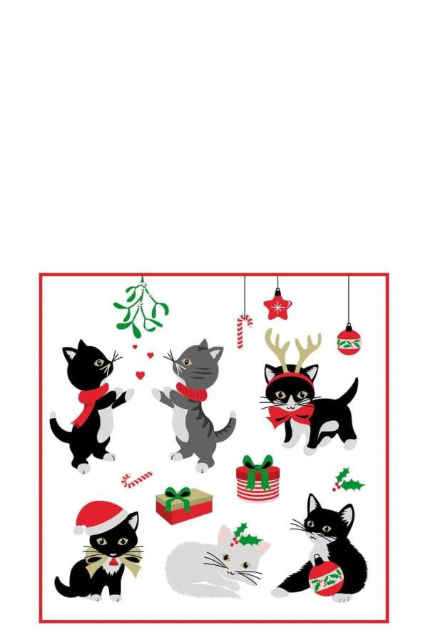 PACK 20 NAPKINS CHRISTMAS CATS PAPER MIX LARGE