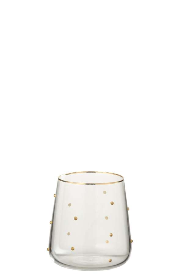 DRINKING GLASS DOTS GLASS TRANSPARENT/GOLD COLORED