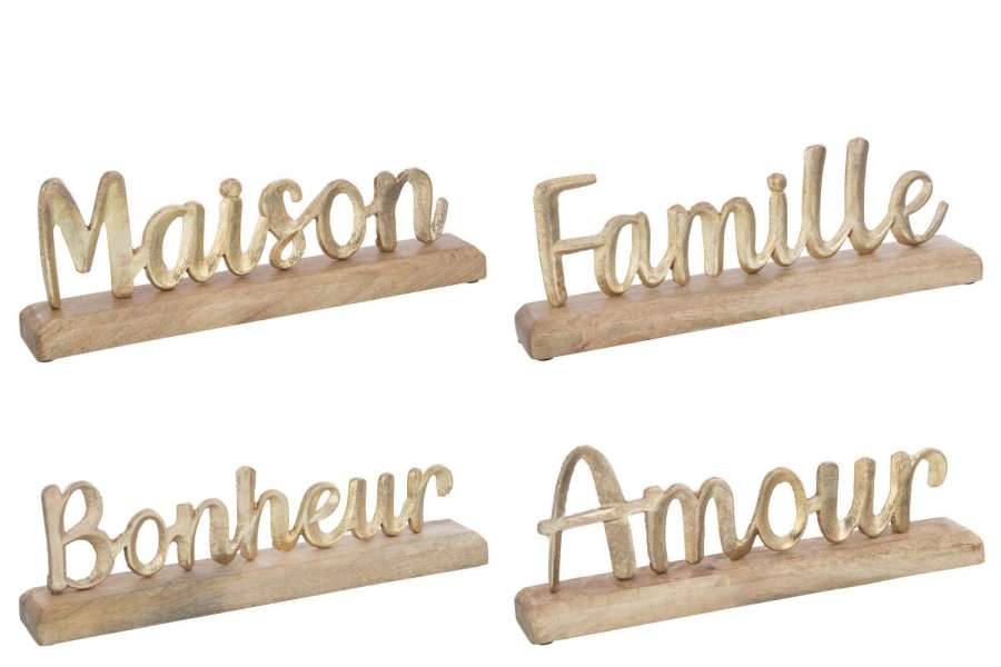 WORDS ON FOOT ALUMINIUM/WOOD GOLD ASSORTMENT OF 4