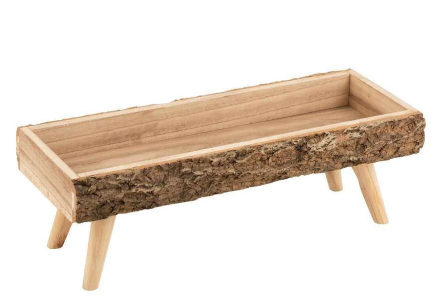 FLOWERPOT ON FOOT RECTANGLE PAULOWNIA WOOD NATURAL LARGE