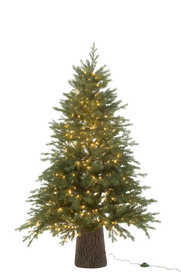 CHRISTMAS TREE 600 LED WOODEN BASE ARTIFICIAL DARK GREEN