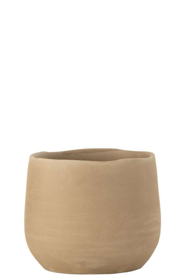 FLOWER POT REGULAR CERAMIC BEIGE MEDIUM