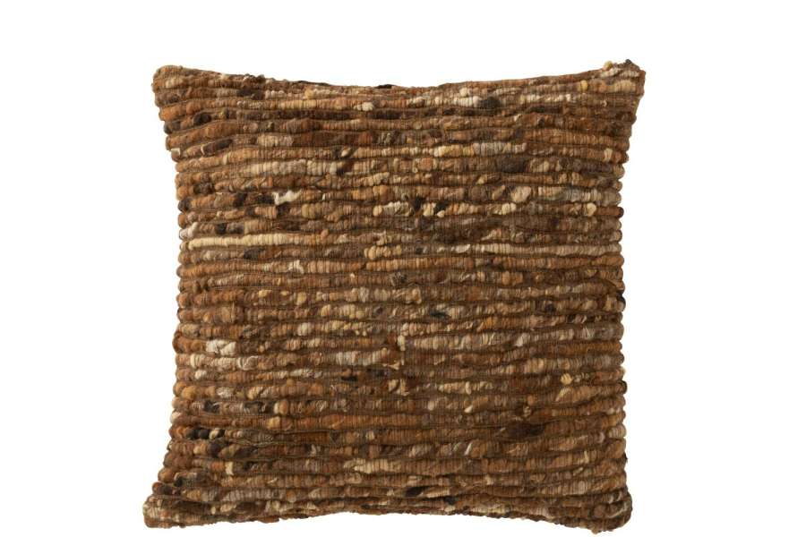 CUSHION WOVEN WOOL BROWN