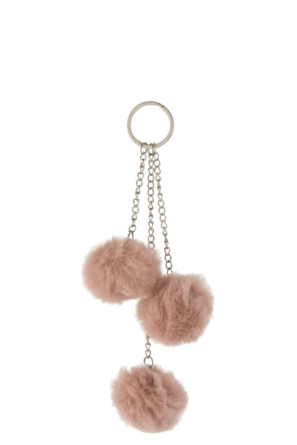 KEYCHAIN 3 BALLS TEXTILE PINK