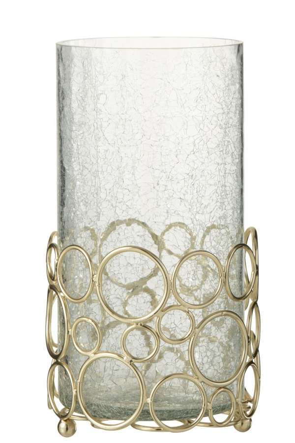 CANDLEHOLDER KYEV GLASS/IRON TRANSPARENT/GOLD LARGE