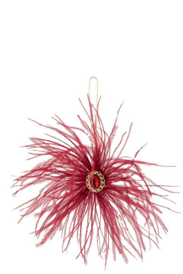 HANGER FEATHERS+STONE DEEP RED