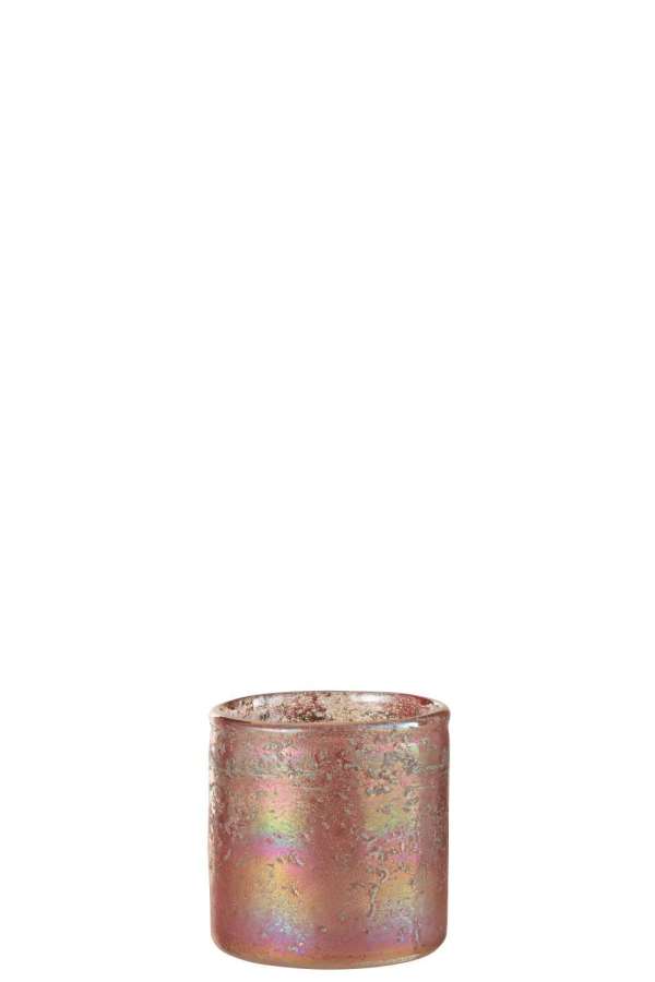 TEALIGHT HOLDER GLASS PINK MIX SMALL