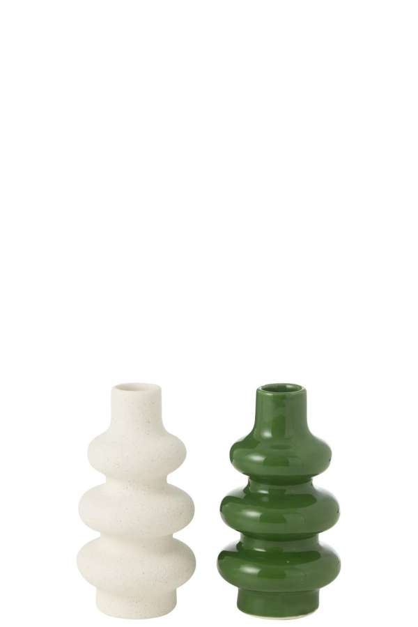 VASE BUOYS PORCELAIN GREEN/WHITE ASSORTMENT OF 2