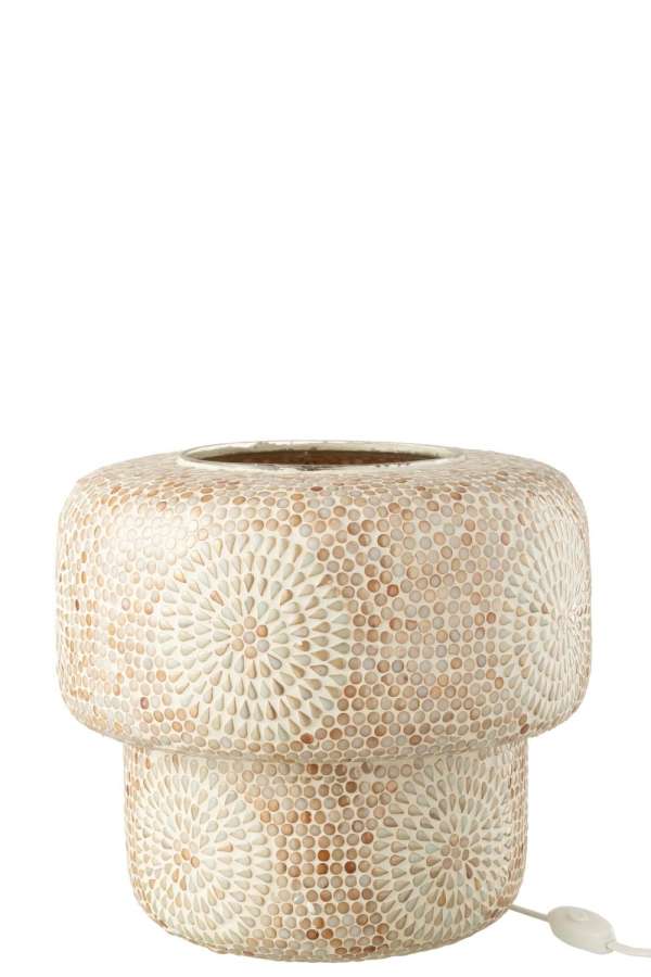 TABLE LAMP MOSAIC GLASS BEIGE/WHITE LARGE