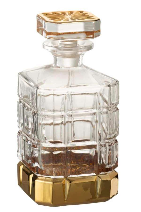 WHISKY BOTTLE GLASS TRANSPARENT/GOLD