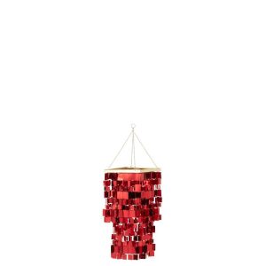 LAMP SHADE CHANDELIER SQUARE PVC RED SMALL