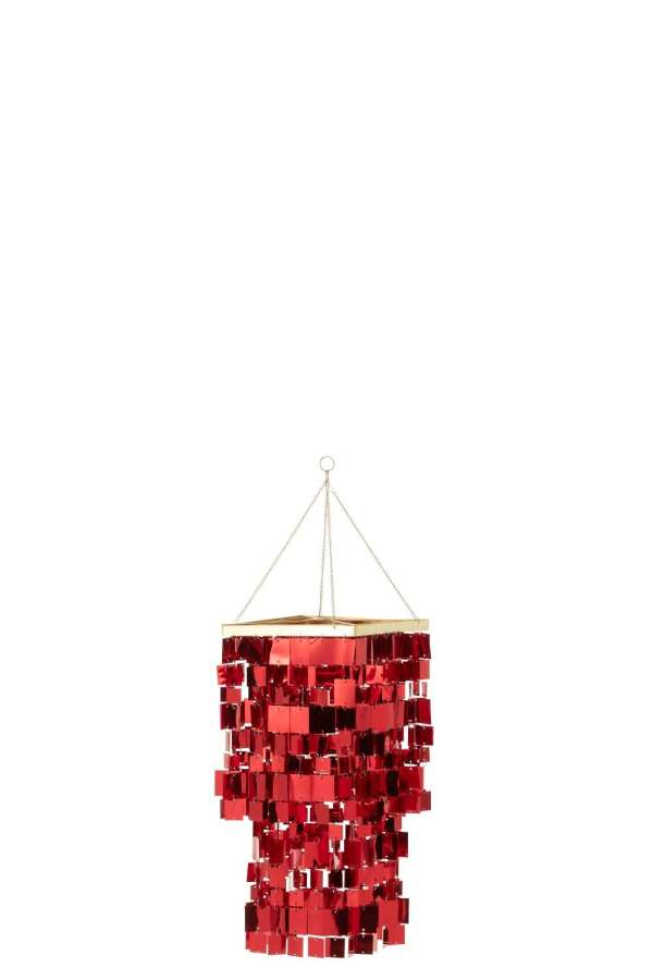 LAMP SHADE CHANDELIER SQUARE PVC RED SMALL