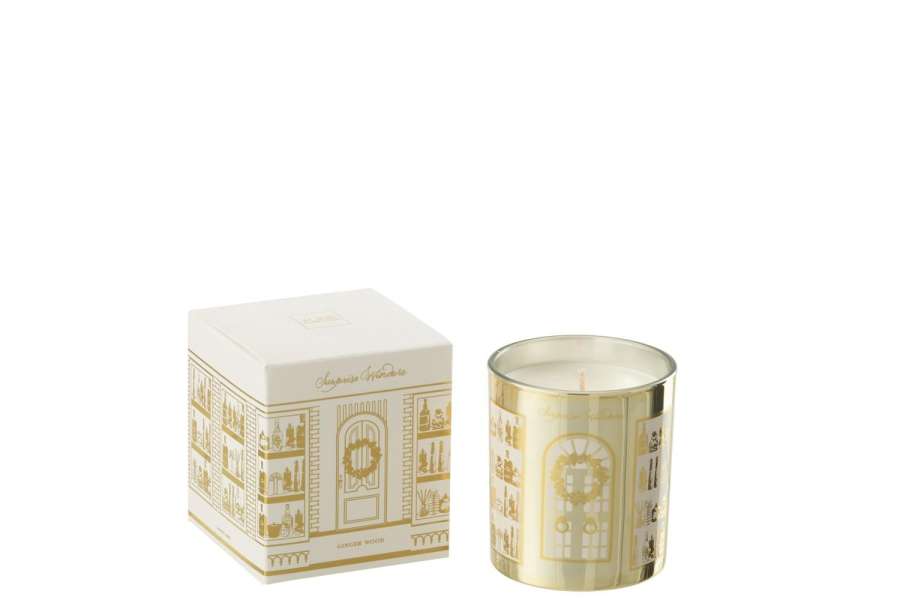 SCENTED CANDLE SURPRISE WINDOW WAX WHITE/GOLD COLORED