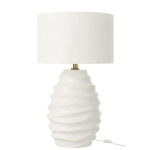 TABLE LAMP WAVING CERAMIC WHITE