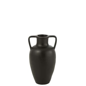 VASE 2 ARMS TERRACOTTA BLACK SMALL