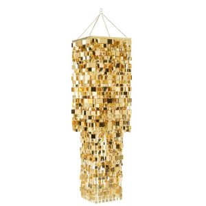 LAMP SHADE CHANDELIER SQUARE PVC GOLD COLORED LARGE