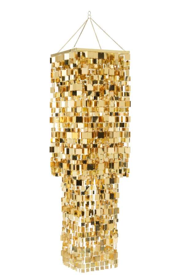 LAMP SHADE CHANDELIER SQUARE PVC GOLD COLORED LARGE